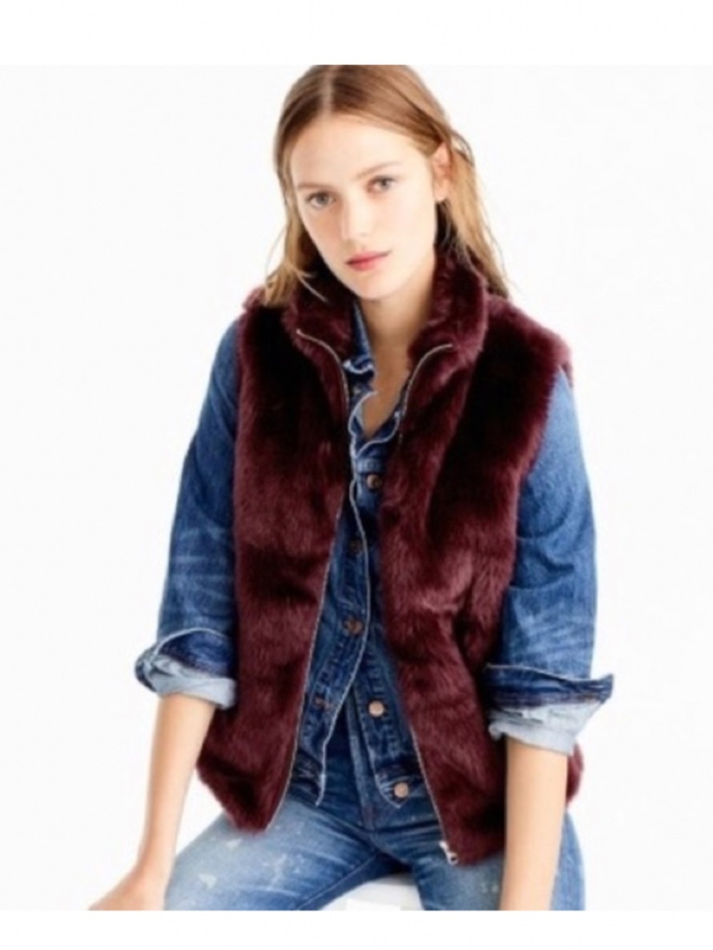 J Crew Faux Fur Vest size XXS